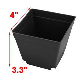 uxcell Plastic Restaurant Square Flower Plant Succulents Pot Holder 4 x 4 Inch 5 Pcs Black