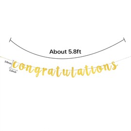 Talorine Gold Glitter Congratulations Banner for Wedding,Anniversary,Graduation,Retirement Party Decorations Supplies