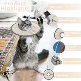 Seyezo Lightweight Cat Cone Collar Soft, Soft Comfortable Cat Recovery Collar After Surgery, Elizabethan E Collar for Cats, Cone for Cats to Stop Licking (Khaki, Small)