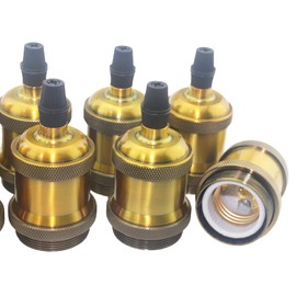 10pcs E26 Vintage Lamp Socket Pendant Bulb Socket E26 E27 Vintage Bulb Holders Ceramic for DIY Lighting Bulbs Industrial Decorative (Antique Brass 10pcs)