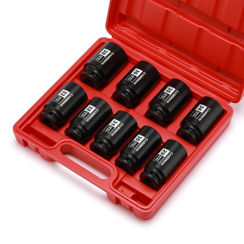 CASOMAN large socket set 1/2- Inch Drive Deep Spindle Axle