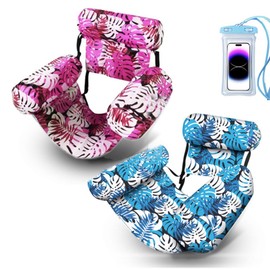 Hualisen Floating Chairs for Adults 2 Packs Floating Lounge Chairs with a Waterproof Cell Phone Pouch,Blow up Pool Noodles Summer Water Floating Chair,Inflatable Pool Lounge (Red/Blue)