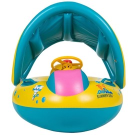 HappyHome Baby Float Ring, Foot Holder, Baby Float, Handle, Sun Protection, Roof Included, Water Play, Pool Play