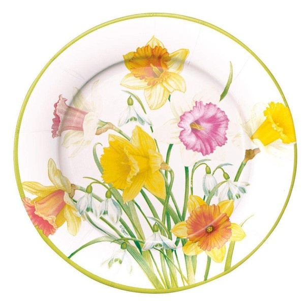 Caspari Daffodil Waltz Paper Dinner Plates - 16 Count