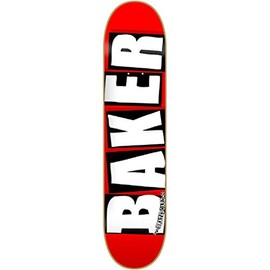 Baker Skateboards Brand Logo Red/White Skateboard Deck - 7.56" x 31.75" with Mob Grip Perforated Black Griptape - Bundle of 2 Items