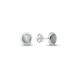 Cassini Women's Stud Earrings, Round Earrings in Mother of Pearl, Made of 925 Silver, High Quality and Durability 3OAA, Sterling Silver