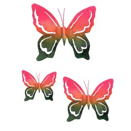 Decoracion de pared de Mariposas, Juego de 3 piezas, Lámina Hecha a Mano. Decoracion Interior y Exterior, 3D, Multicolor (Rosa)