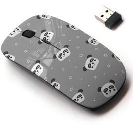 2.4G Wireless Mouse with Cute Pattern Design for All Laptops and Desktops with Nano Receiver - Panda Bear Cute
