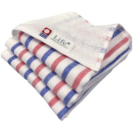 Imabari Towel, Men's Gauze, Hand Towel, 9.8 x 9.8 inches (25 x 25 cm), Made in Japan, 100% Cotton, Single Sided Gauze, Present, Tricolor Set of 3