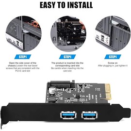 YABOANG PCI Express 4X USB 3.1 Gen 2 Dual Type A Ports Expansion Card, 10 Gbps 2 Port USB A Pcie Card Extender Adapter, Asmedia Chipset Internal USB Hub Converter for Desktop PC for Windows 7/8/10/MAC