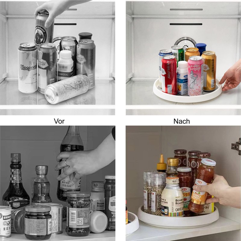 Bedeco Spice Rack, Fridge Turntable, Pack of 2 Kitchen Organiser,