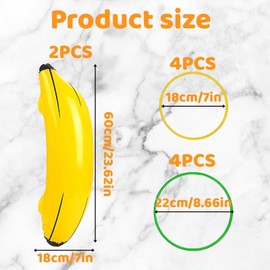 2 Pcs Inflatable Banana for Adult Kids, 8 Pcs Ring Toss, Durable & Easy-to-Store Pool Beach Toys for Bachelorette Parties, Bridal Showers, Wedding Receptions, Party Decorations for Adults