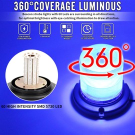 OPL5 Blue Forklift Beacon Strobe Lights, 12-24V 16 Flashing Modes 60 LED Warning Lights with Magnetic Base,Traffic Safety Light for Construction Vehicles Tractor,Tow Trucks, Snow Plow (Blue, 1 Pc)