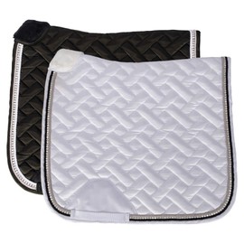 Schneiders Satin Dressage Pad with Bling | Color White Upscale Dressage Pad | Basketweave Print | Comfortable Fit | Relief for Wither | Bling Accents