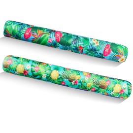 Inflatable Pool Floats Set - 2 Pack Fabric Covered Swimming Noodles for Adults, Pool Floats for Summer Vacation Party, Pool Swim Noodles for Beach Pool Sea Lake (Pineapple & Palm)