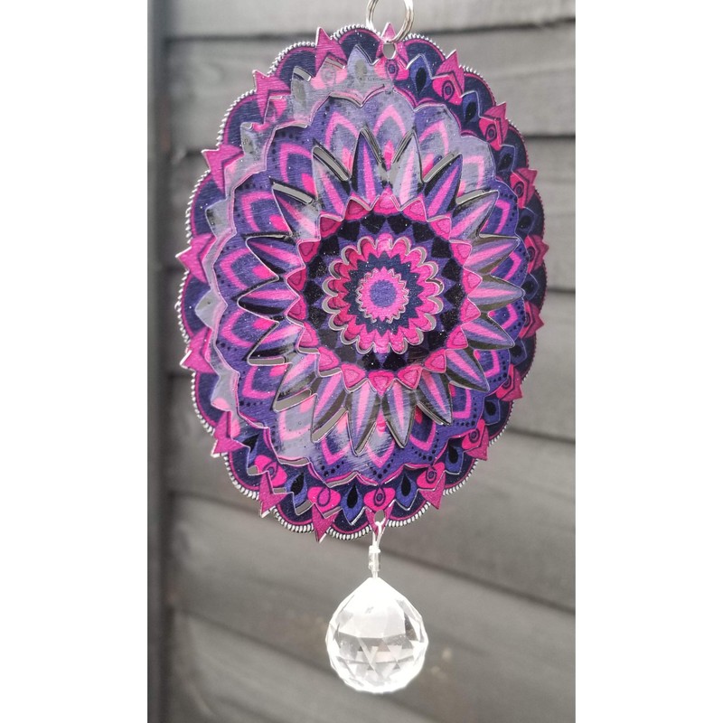 Stainless Steel Colour Garden Wind Spinner - Small Baby Purple