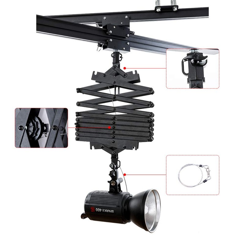 DATOUBOSS 2M Drop Pantograph for Studio Photography Ceiling Rail System