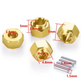 RCLIONS Brass RC Wheel Hex Hub 4mm Drive Adapter for TRX4-M 1/18th RC Crawler Car Upgrades