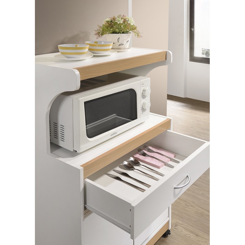 HODEDAH IMPORT Microwave Kitchen Cart, White