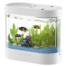 Fish Tank Aquarium 1.5 Gallon Desktop Fish Tank- 7 Color Light Self Cleaning 3 in 1 Pump with Filteration & Oxygenation & Circulation for Office Living Room