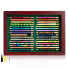 BrightRow Golf Pencil Display Case Holds 32 Round or Hexagonal Golf Pencils Display Frame Wall Mount for Home Office Decor and Collectibles, Pencil Not Include(3D Print)