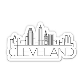 Squiddy Cleveland Ohio City Skyline - Vinyl Sticker for Car, Laptop, Notebook (5" Wide)