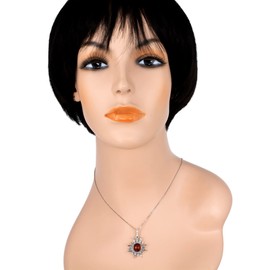 Amber Jewelry for Women - Sterling Silver Baltic Amber Sun and Crescent Moon Pendant Necklace, Includes 925 Sterling Silver Chain, Made in Poland