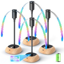 Edvision Rechargeable Fly Fans for Tables, Portable Outdoor Food Fans to Keep Fly Away, Table Fan with LED Display, 360° Flexible Fly Spinners for Table, Party, Picnic, BBQ and Party 4Pack (Oak)