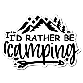2 Pack I'd Rather Be Camping Car Decal – Bad Fish Custom Decals – Funny Cute Sticker - Premium Gloss Permanent Vinyl Waterproof 6 Year Indoor Outdoor (Black, 1)