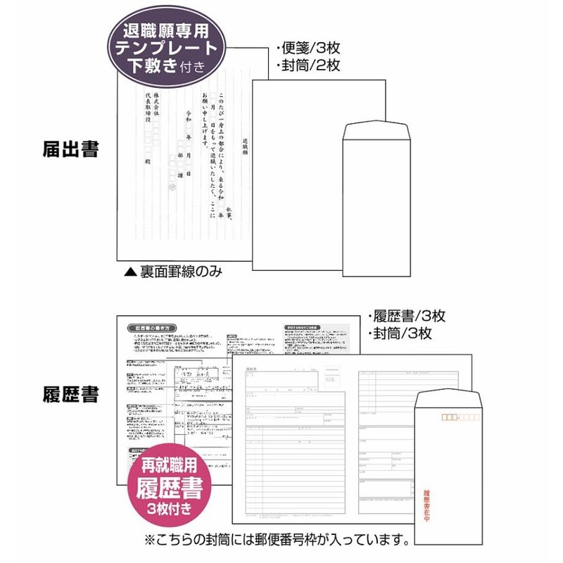 Sasagawa Taka Seal with Resume 44-501 Set Contents (3 stationery,