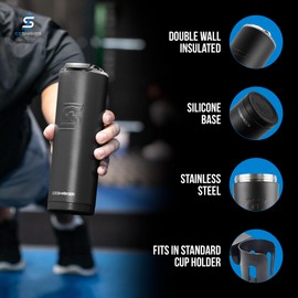 Vaso aislado de acero inoxidable para coctelera de hielo, 20 onzas, negro, más de 24 horas de frío y más de 6 horas de calor, con popote y boquilla extraíble para bebida, sin olor, agua, café, té,