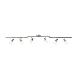 Laite Lumens 69.6” Decorative Track Lighting Kit, Brushed Nickel Finish Flush Mount Ceiling Light Fixture with Frosted Glass Shades, Foldable Z-Bar with E26 Adjustable Heads, ETL Listed (6-Light)