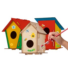CRAFTY HAPPITOYS Birdhouse Kit - 15 Unfinished Wood Bird Houses for Children to Paint - Wood Craft Project Kits for Kids - Wooden Arts & Craft for Girls & Boys