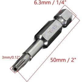 XMHF 10 Piece 50mm Long 1/4 Inch Hex Shank T15 Torx Head Magnetic Screw Driver Bit Set Security Tamper Proof Star 6 Point Screwdriver Kit Tools