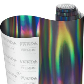 VViViD Black Holographic Chrome Vinyl Wrap Rainbow Finish Roll DIY Air-Release Adhesive Film (1.49ft x 5ft)