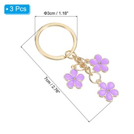 PATIKIL Flower Keychain Charm, 3Pcs Cute Enameled Keychain Floral Keyring Pendant for Women Gifts Purse Handbag Bags Decor, Purple