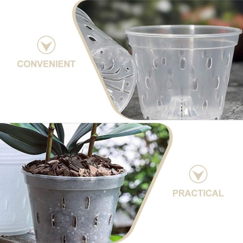 BESPORTBLE 5sets Clear Orchid Pots Flower Planter with Saucers Breathable
