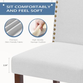 DUMOS Dining Chairs Set of 4(2/6), Moden PU Leather Kitchen Table Chairs with Wooden Legs and Padded Seat for Dining Room/Kitchen/Living Room/Restaurant, Light Grey