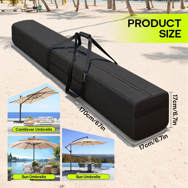67'' Patio Beach Umbrella Storage Bag, 600D Pool Umbrella Sleeve