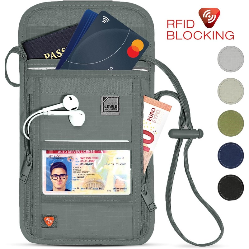 Lewis N. Clark Cartera de cuello con bloqueo RFID, bolsa