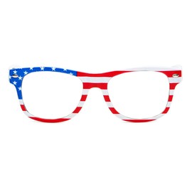 helena America Glasses - American Flag Retro Square Blue Light Blocking Reading Glasses (white, 2, multiplier_x)