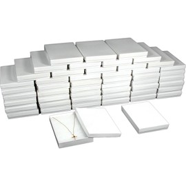 FindingKing 50 Cotton White Necklace Pendant Jewelry Gift Boxes 7 1/8"