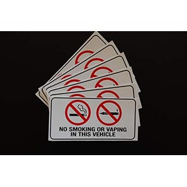 No Smoking in This Vehicle Sticker Set (6 Pack) Vinyl Decal 3" X 1.5" (X6PS13)
