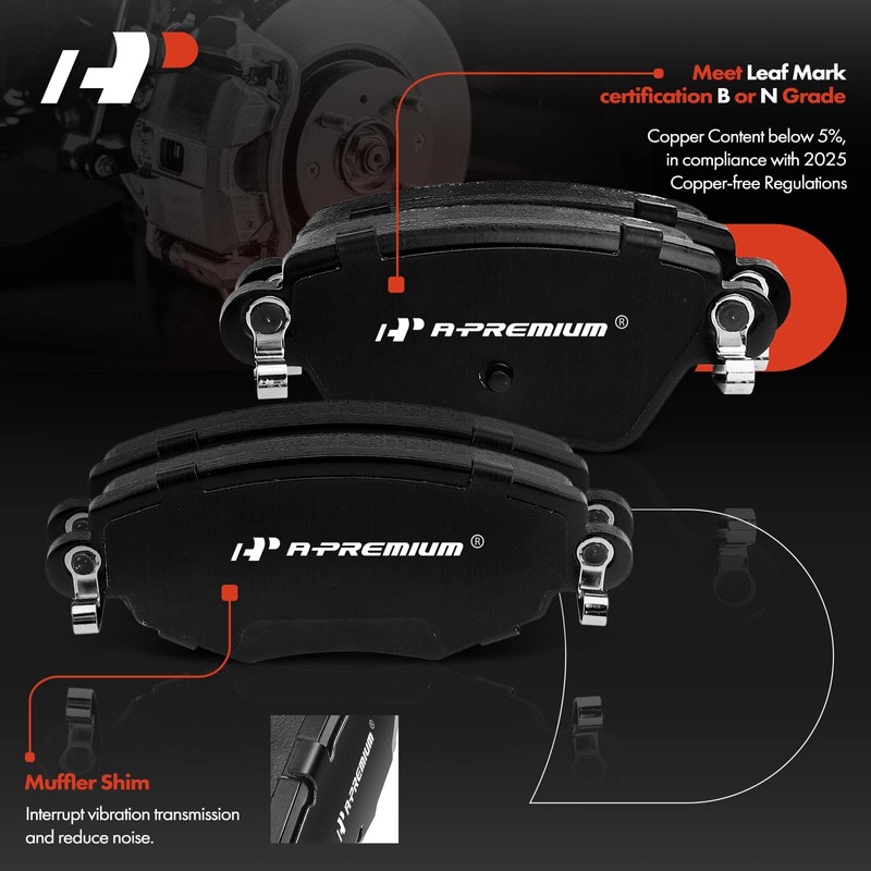 A-Premium Front & Rear Vented Disc Brake Rotors + Ceramic