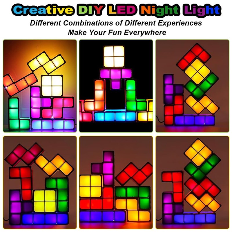 Vmxlso Stackable Night Light Children, 7 Colours Induction Interlocking Desk
