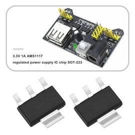 YINETTECH 50pcs 1A AMS-1117 Voltage Regulator Chip 3-Terminals Regulator Surface Mounted Voltage Regulator Power Supply Voltage SOT-223 for Electronic DIY Project, 3.3V