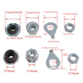 Meuey Lyot Silver Bicycle axle 3/8 Inch Bicycle Multiple Speed Front Hub Axle 142mm/5.59inch Hub Shaft Conical Lock Nut Washer Kit for Mountain Bikes 1PCS