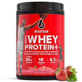 Six Star Whey Protein Powder Plus - Muscle Building & Recovery Formula with Whey Isolate Powder, BCAAs, 30g Protein, Immune Support - Post-Workout Sup
