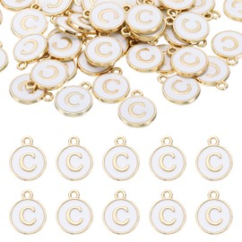 sourcing map 52pcs Letter Charm, Enamel Letter Pendants, Alphabet C Pendants Double Sided Beads Charm for DIY Bracelet Necklace Pendants Earring Jewelry, White