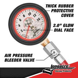 Longacre® 52-52034 0-15 PSI Tire Pressure Gauge, 2 Inch
